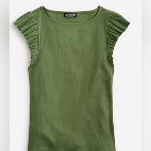 J Crew vintage rib boatneck ruffle sleeve top NWT, XL